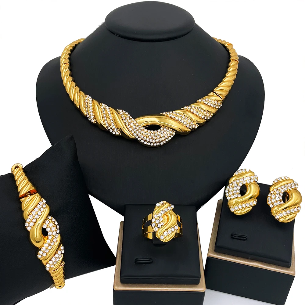4 Pcs Wedding Jewelry Set Fine Zircon Necklace Bracelet Earring Ring For African Dubai Gold Plated Jewellery Accessories 1 Mallzona S66fbe94547594a9c9c06cd2ccb0b79b6a 4 Pcs Wedding Jewelry Set Fine Zircon Necklace Bracelet Earring Ring For African Dubai Gold Plated Jewellery Accessories Mallzona