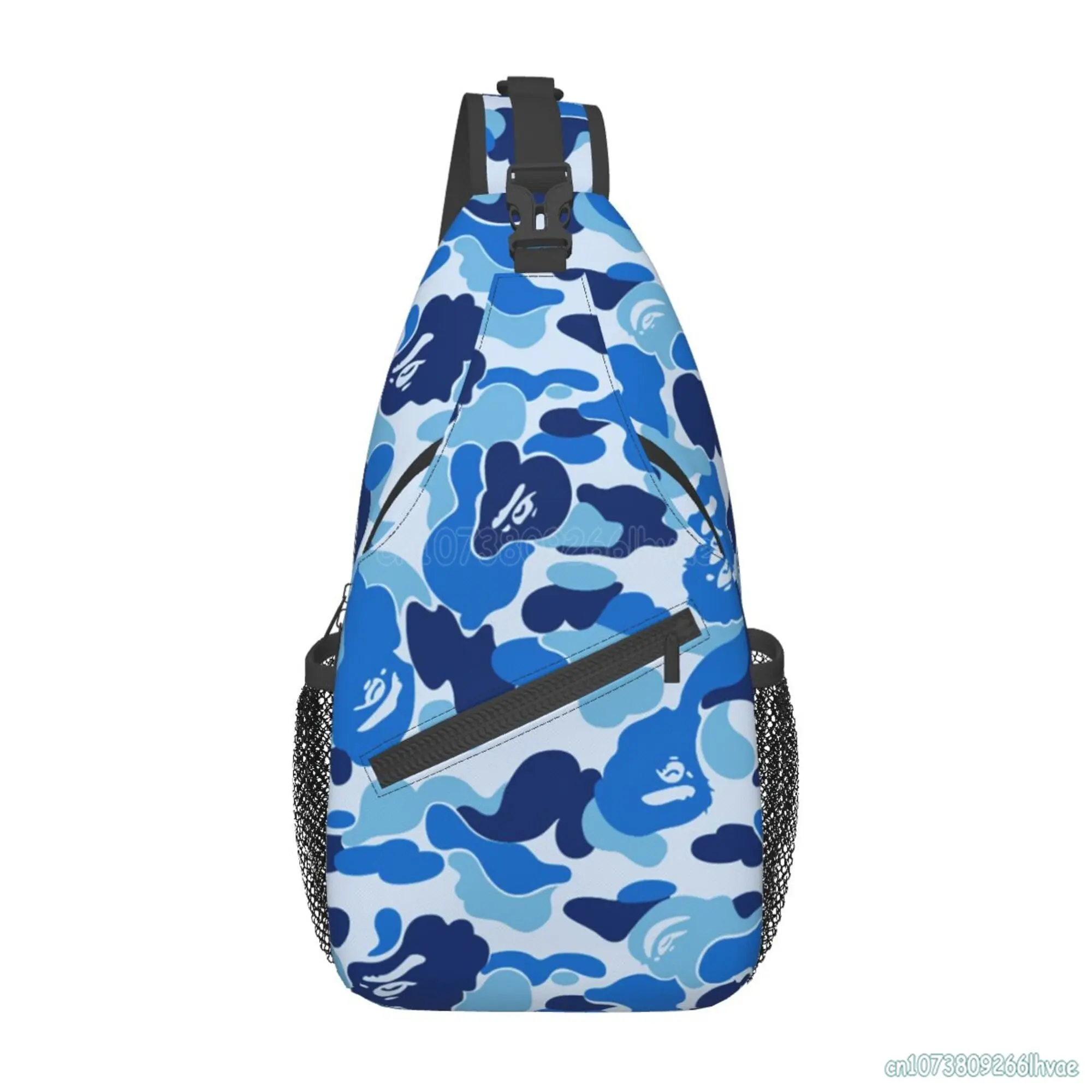 

Blue Camo Sling Bag Women Men Backpack Crossbody Bag Travel Hiking Casual Sport Climbing Runners Daypack Waterproof