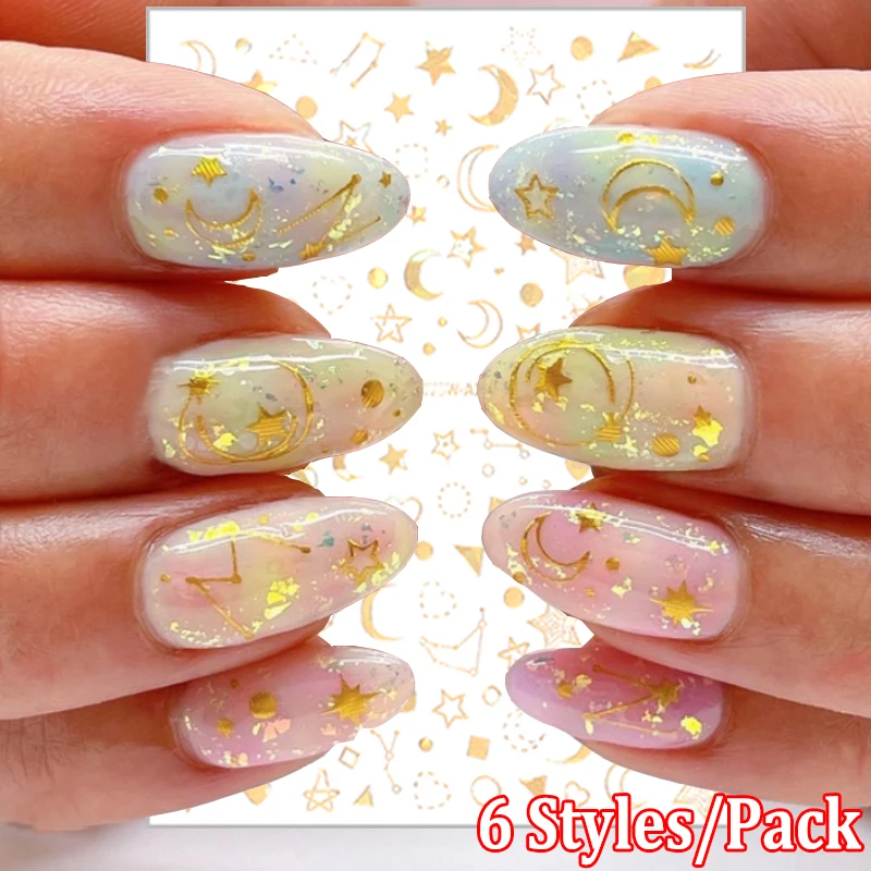 Gold Silver Nail Sticker Decals 6 Sheets Star Moon Geometric Designs Nail Art Sliders Decals Foils Manicure Decoration Sticker
Gold Silver Nail Sticker Decals 6 Sheets Star Moon Geometric Designs Nail Art Sliders Decals Foils Manicure Decoration Sticker