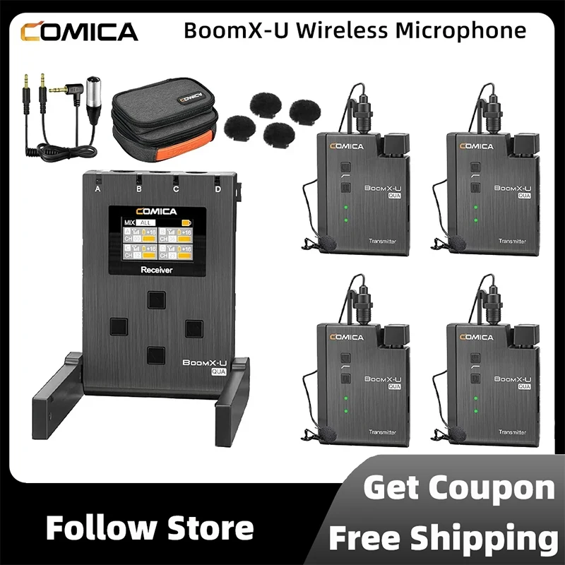 

Comica BoomX-U QUA UHF Wireless Lavalier 24-Channel Wireless Lapel Microphone For DSLR Camera Camcorder Smartphone