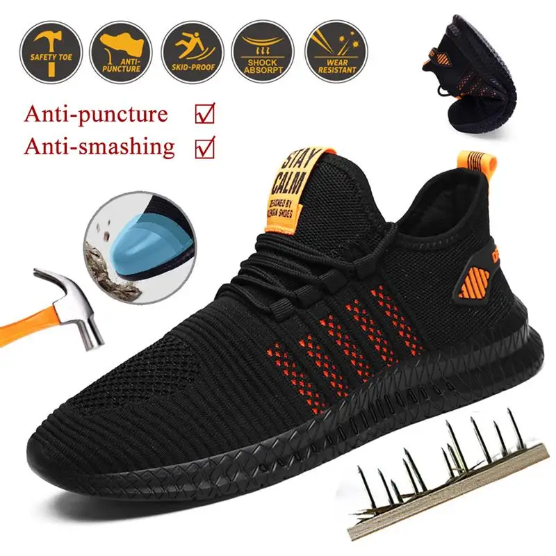 

ZK30 Dropshipping Work Safety Shoes Summer Breathable Men Air Cushion Work Protective Shoe Sneakers Anti-Puncture Male Steel Toe