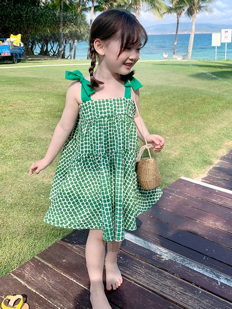 

Girls' Dress Baby Summer Clothing Children Thin Polka Dot Suspender Dress Kids' Skirt Western Style Summer Princess Dress