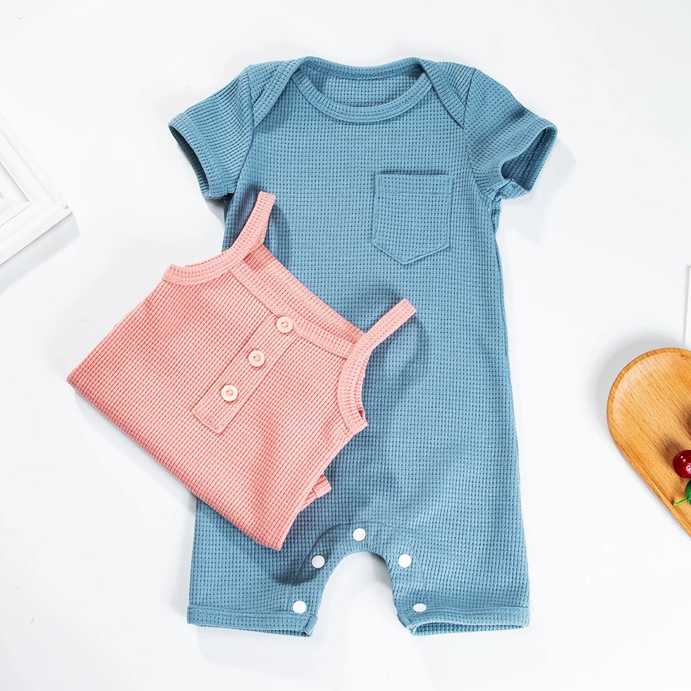 Baby Girls Sleeveless Jumpsuits Boys Short Sleeve Romper Summer Clothes Solid Color Newborn Clothing 3-18 Months Overalls
Baby Girls Sleeveless Jumpsuits Boys Short Sleeve Romper Summer Clothes Solid Color Newborn Clothing 3-18 Months Overalls