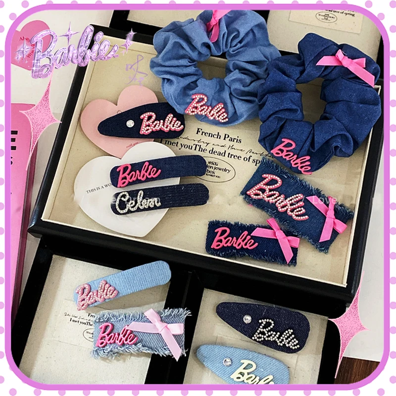 

Barbie denim Hairpins Hairtie Kawaii Trendy Movie Decoration Y2K Style Fashion Stylish Cute Girls Kids Gift Lovely Hairbands