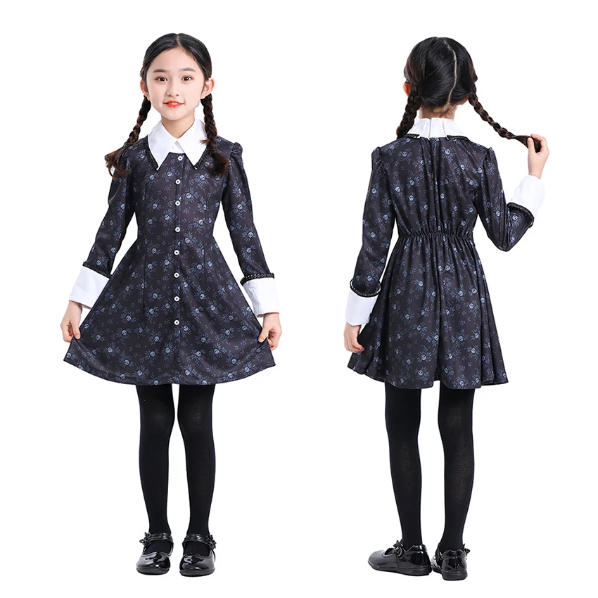 Gothic Dresses Wednesday Adams Lolita Girl Princess Halloween Costumes for Kids Adams Cosplay Anime Masquerade Skirt Disguise
Gothic Dresses Wednesday Adams Lolita Girl Princess Halloween Costumes for Kids Adams Cosplay Anime Masquerade Skirt Disguise