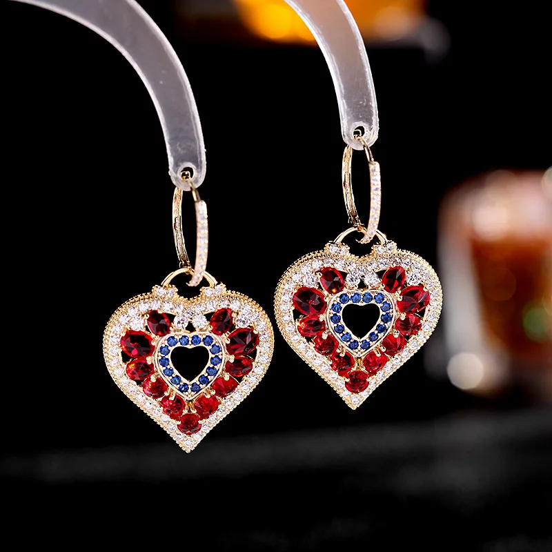 Luxury Heart Dangle Earrings for Women Colorful Zirconia Evening Party Jewelry Female Gift
Luxury Heart Dangle Earrings for Women Colorful Zirconia Evening Party Jewelry Female Gift