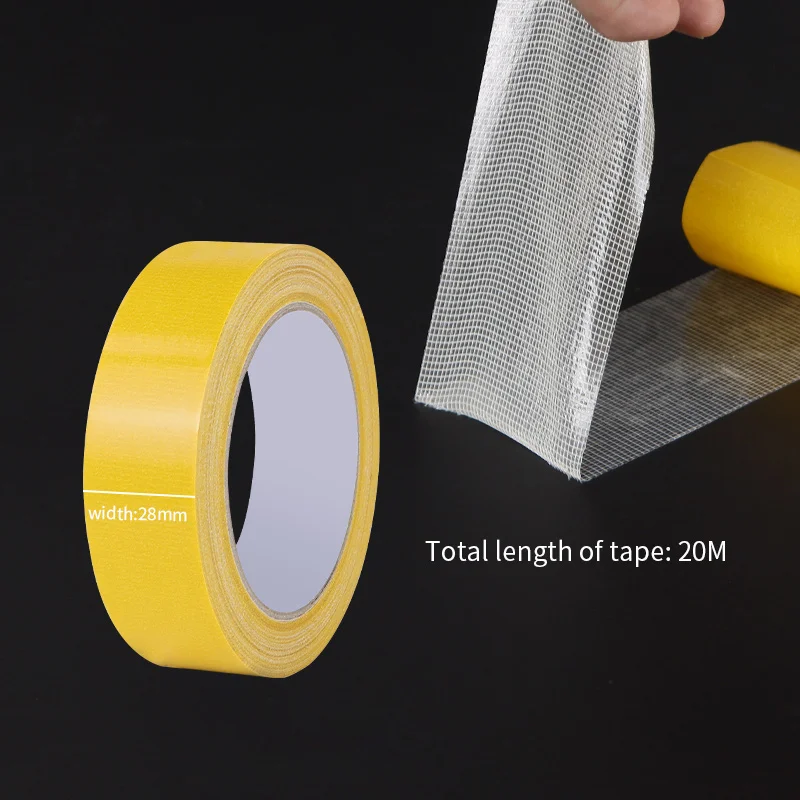 

1Roll width 28mm/1.1inch in 20m length Adhesive Strength Mesh Double-Sided Duct Tape, used for splicing in various venues