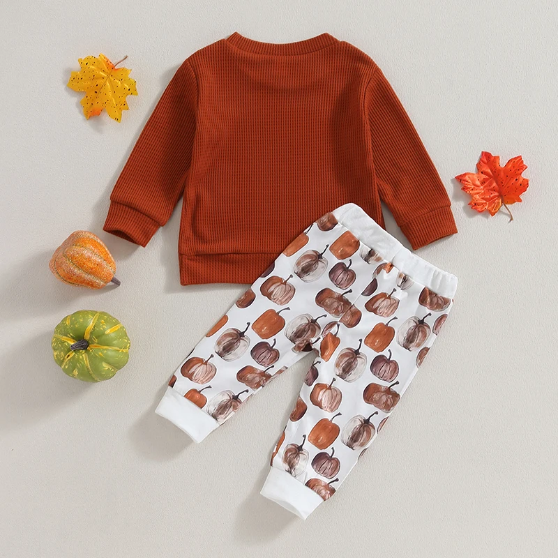 

Костюм ZZLBUF для маленьких мальчиков на Хэллоуин рубашки с длинным рукавом свитшот с принтом тыквы в горошек штаны 2 шт. осенне-зимняя одежда