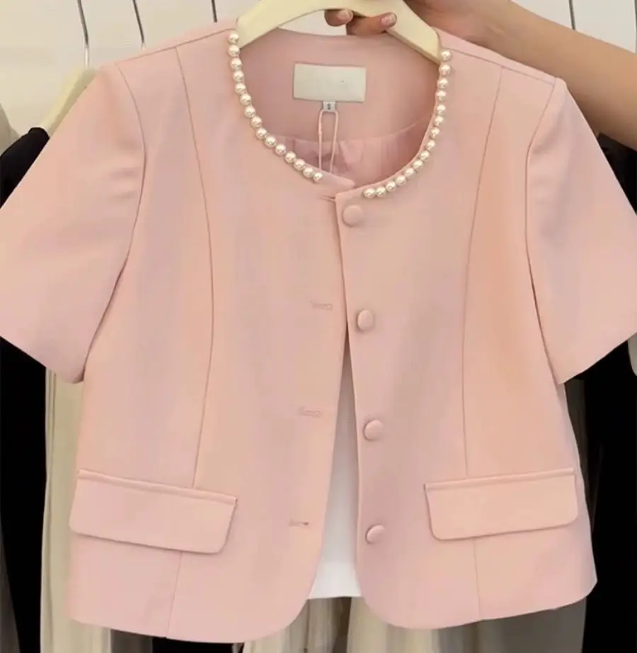 Summer Beaded Pink Suit Women's Thin 2023 New Fashion Short Jacket Ladies Age Reducing Top Outwear Coat Korean Japan Popular
Summer Beaded Pink Suit Women's Thin 2023 New Fashion Short Jacket Ladies Age Reducing Top Outwear Coat Korean Japan Popular