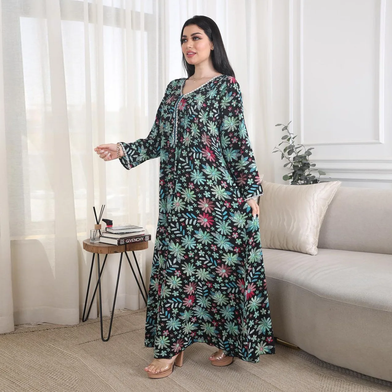 فستان عباية إسلامية للنساء ، مطبوع بالورود ، الماس ، الجلابية ، فساتين حفلات المغرب ، قفطان إسلام فيستدوس ، رداء عربي طويل ، دبي فستان عباية إسلامية للنساء ، مطبوع بالورود ، الماس ، الجلابية ، فساتين حفلات المغرب ، قفطان إسلام فيستدوس ، رداء عربي طويل ، دبي