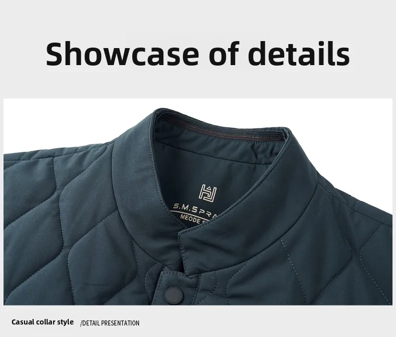 سترة رجالية فاخرة من حرير التوت بياقة عالية، تصميم جديد أنيق لفصلي الخريف والشتاء، معطف عملي غير رسمي مقاوم للرياح سترة رجالية فاخرة من حرير التوت بياقة عالية، تصميم جديد أنيق لفصلي الخريف والشتاء، معطف عملي غير رسمي مقاوم للرياح