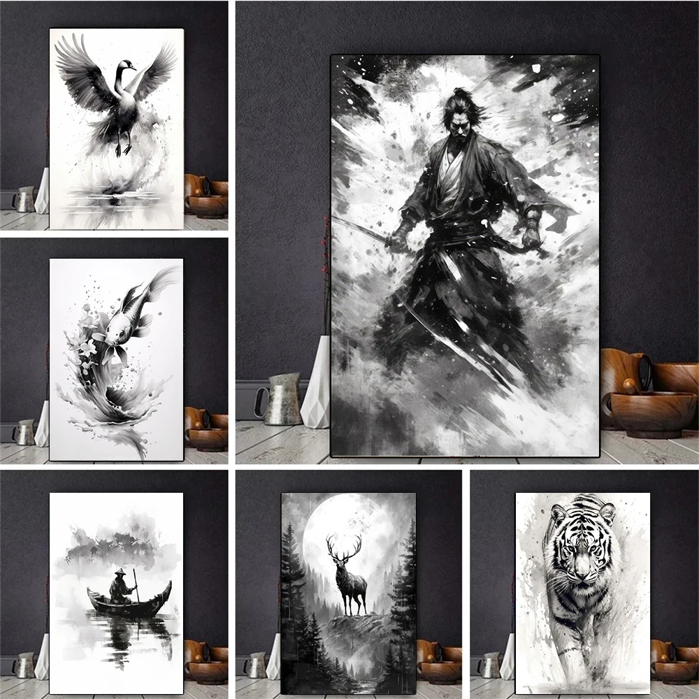 Black and white ink animal landscape Prints Poster Canvas HD Painting Modern Wall Art Picture for Living Room Bedroom Home Decor 
Black and white ink animal landscape Prints Poster Canvas HD Painting Modern Wall Art Picture for Living Room Bedroom Home Decor