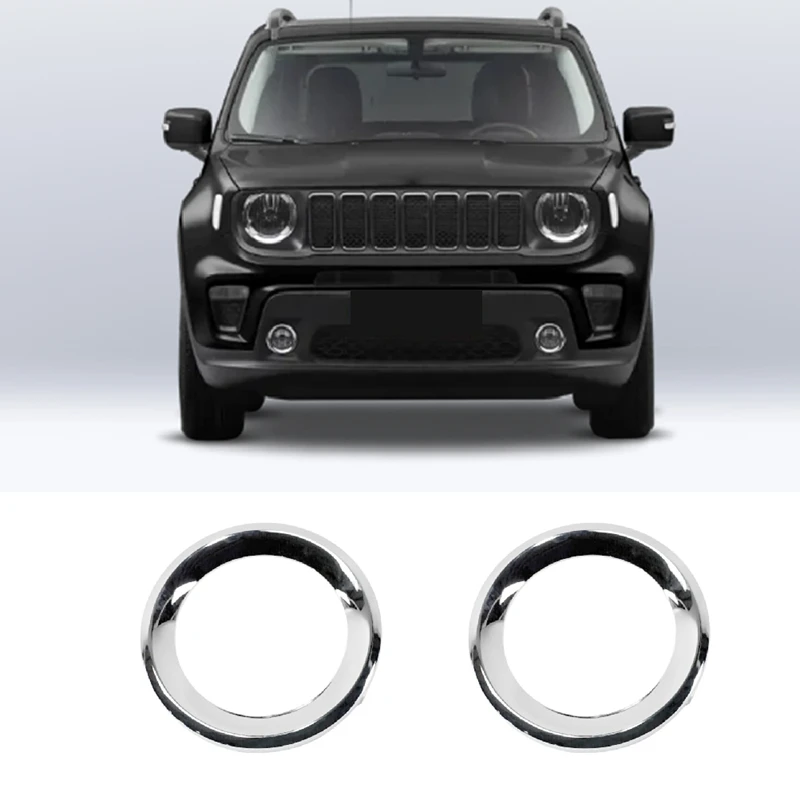 

2PCS Front Fog Light Cover Fog Light Trim Ring Replacement Accessories For Jeep Renegade 2019-2021 6VM61SZ0AA 6VN96SZ0AA