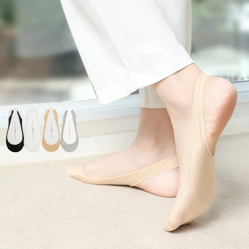 

3 Pairs Invisible Boat Socks Women Summer Silicone Non-Slip Socks for High Heels Shoes Ice Silk Thin Half-Palm Suspender The New