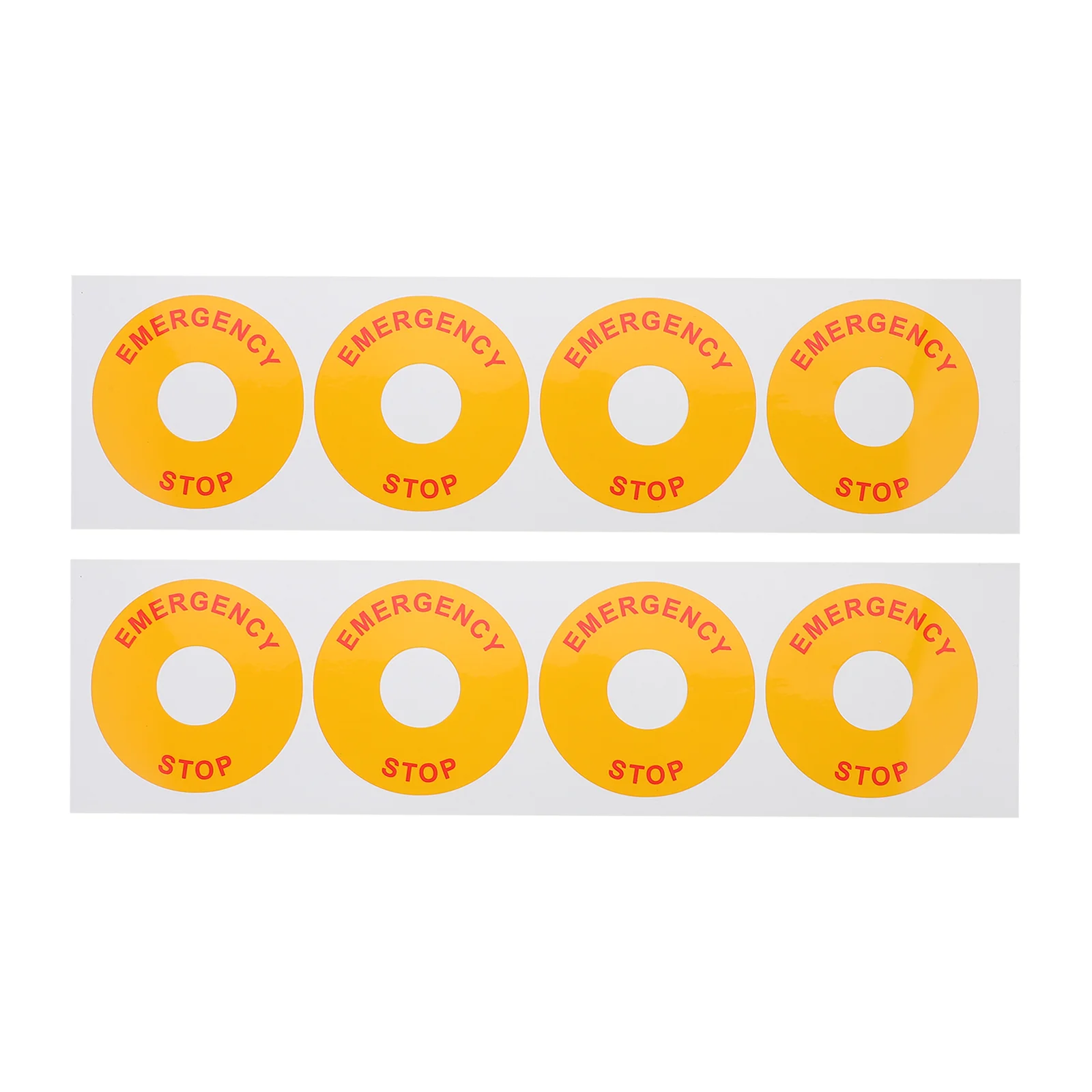 

8 Pcs Emergency Stop Warning Label Sticker Sign Decal Equipment Metal Caution Pp Stickers