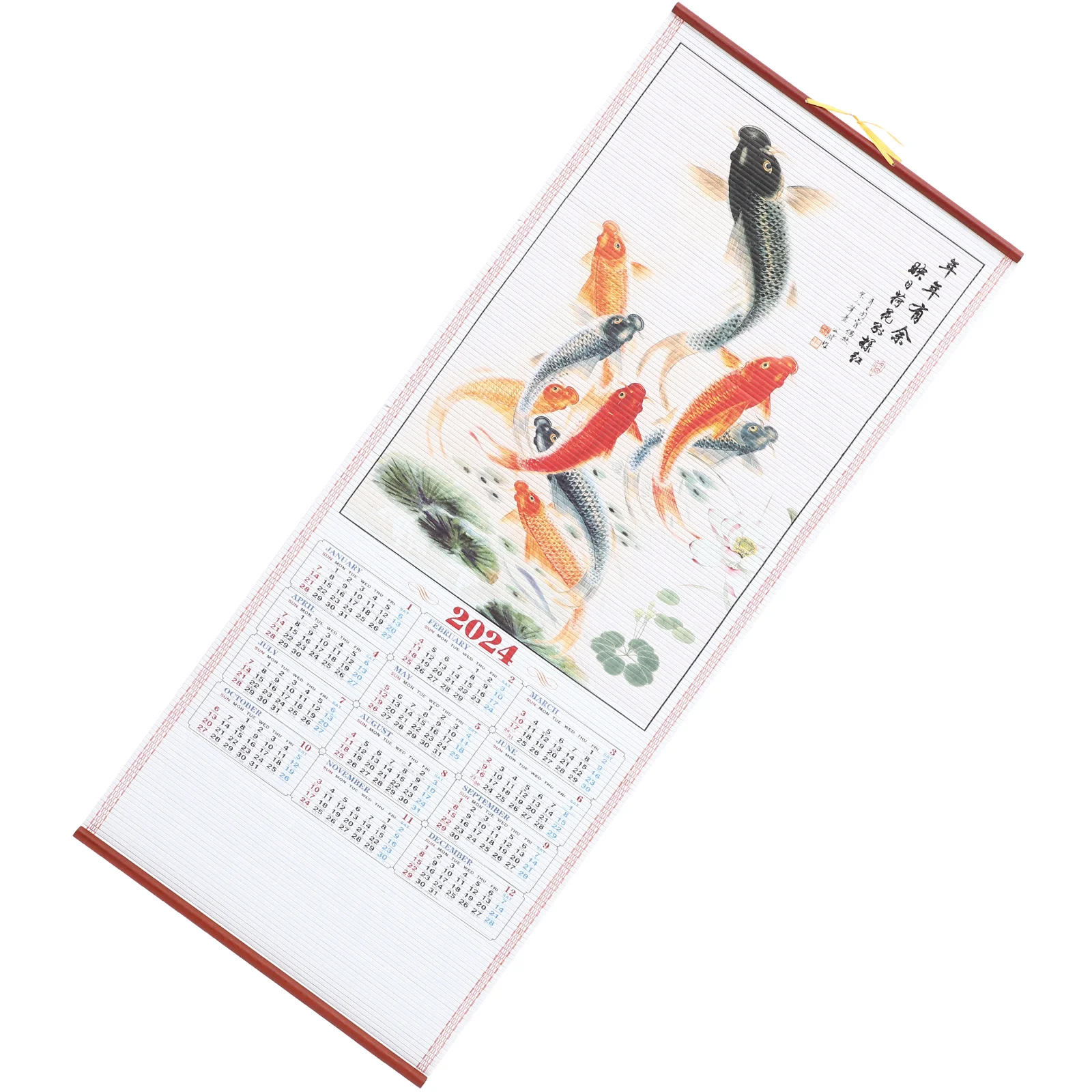 

2024 китайский настенный календарь ежемесячный большой подвесной бумажный свиток, украшения для гостиной, офисные новогодние календари