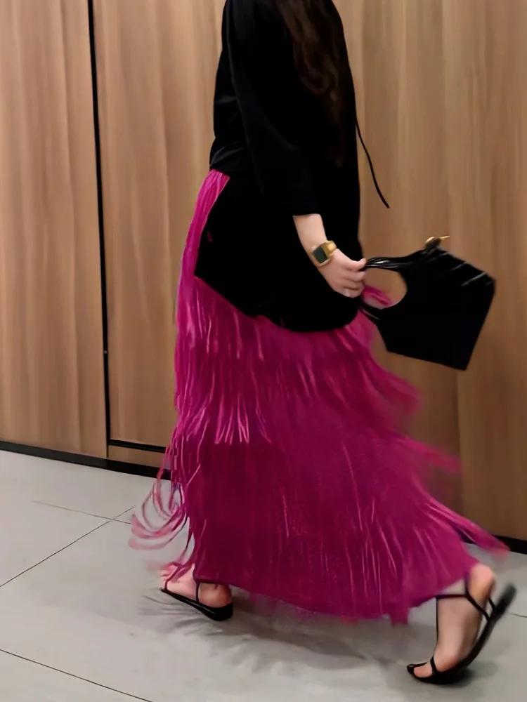 Y2k Vintage Elegant Skirt For Women High Waist Patchwork Tassel Hem Solid Midi Skirts Female High Street Summer Clothing Style
Y2k Vintage Elegant Skirt For Women High Waist Patchwork Tassel Hem Solid Midi Skirts Female High Street Summer Clothing Style