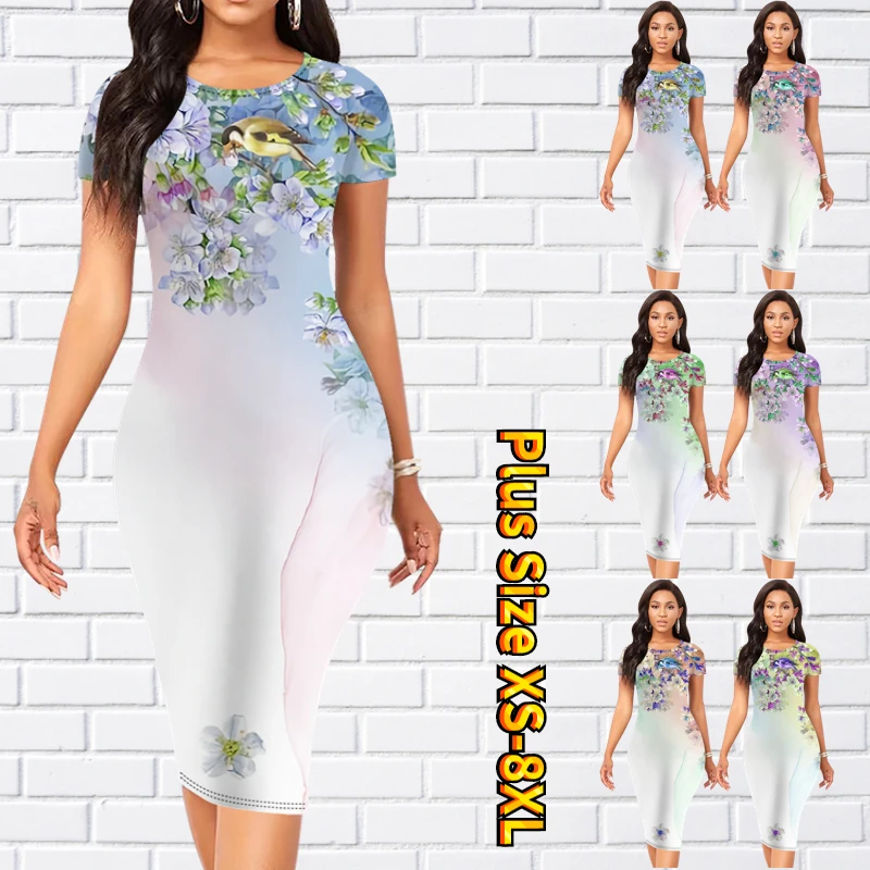 2023 Summer Round Neck Dress Women's New Fashion Print Skirt Sexy Knee Length Skirt Women's Casual Short Sleeve Dress
2023 Summer Round Neck Dress Women's New Fashion Print Skirt Sexy Knee Length Skirt Women's Casual Short Sleeve Dress