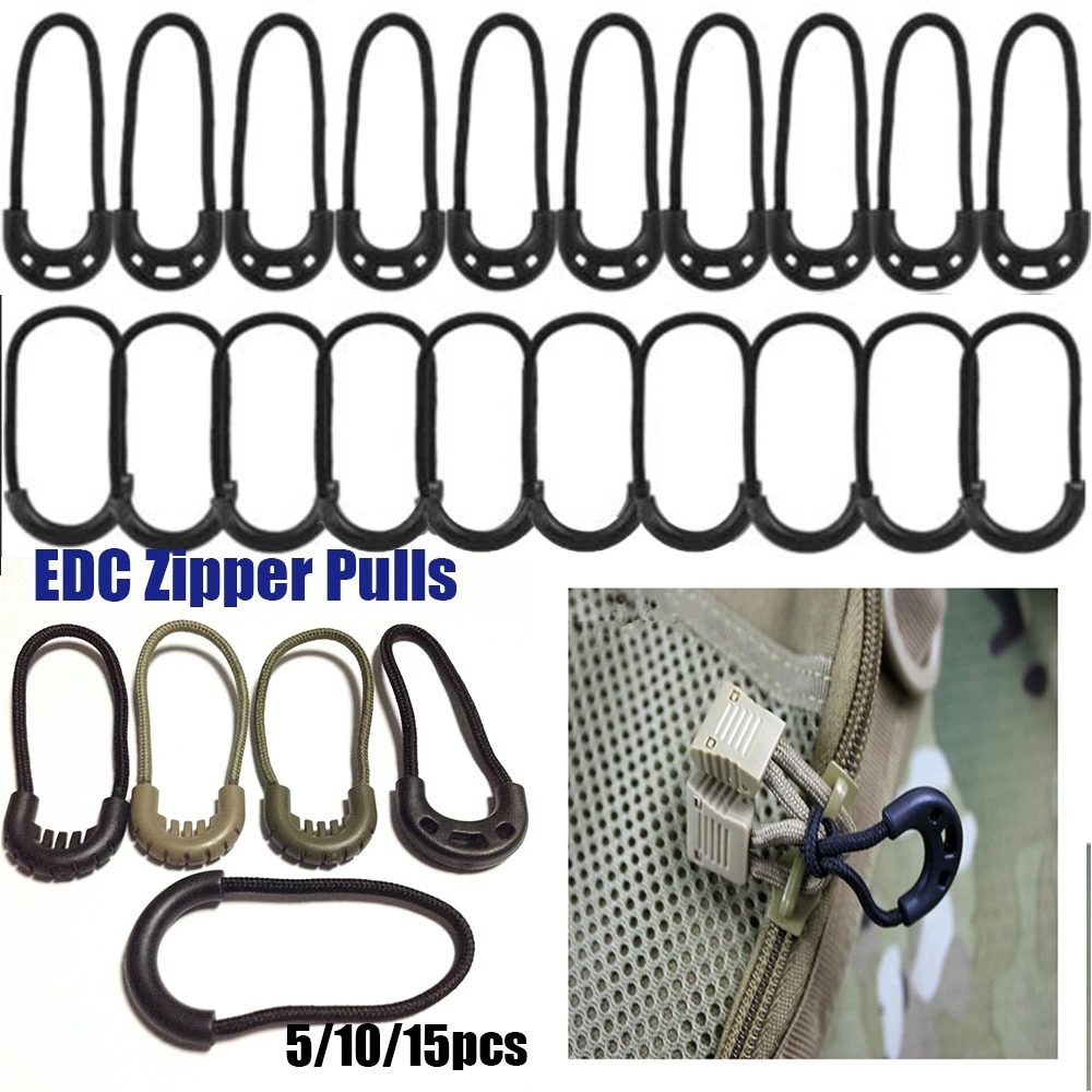 

5 Colors Bags Clip Buckle Suitcase Tent Backpack Zip Puller Replacement Zipper Pull Ends Lock Zips Cord Rope Pullers