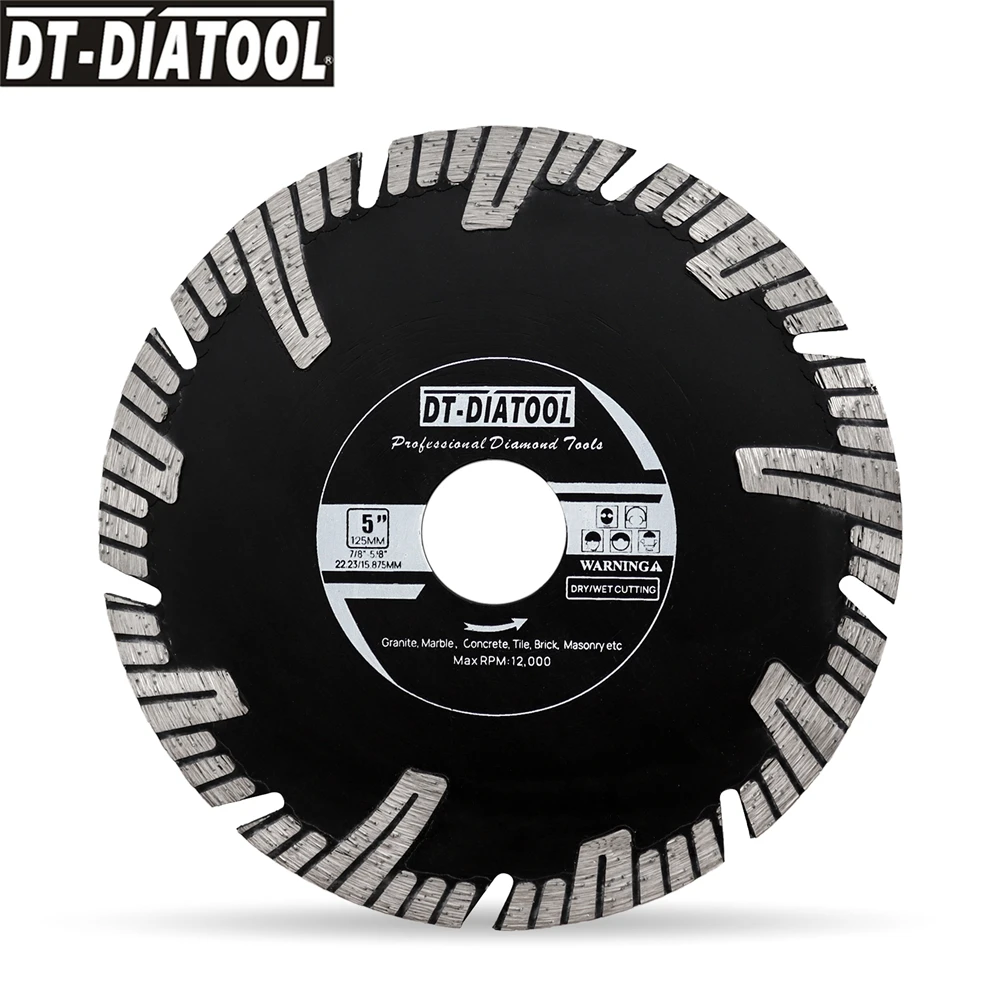 

DT-DIATOOL 1pc 5" Diamond Turbo Saw Blade Cutting Disc Granite Angle Grinder Circular Saw Marble Porcelain Ceramic Tile Edge