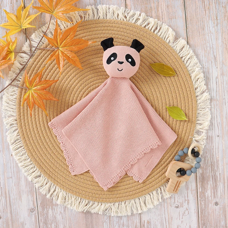 

Baby Appeased Towel Cotton Knitted Infant Girls Boys Comfort Washcloth Cute Panda Newborn Calm Blanket Kid Sleep Toy Bed 37*37CM