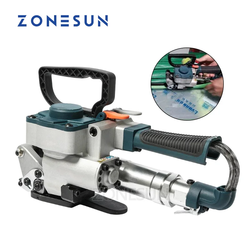 

ZONESUN Pneumatic Friction Welding Baler Strapping Machine Air PET Banding Machine Tool For 13-19mm Width PET Straps