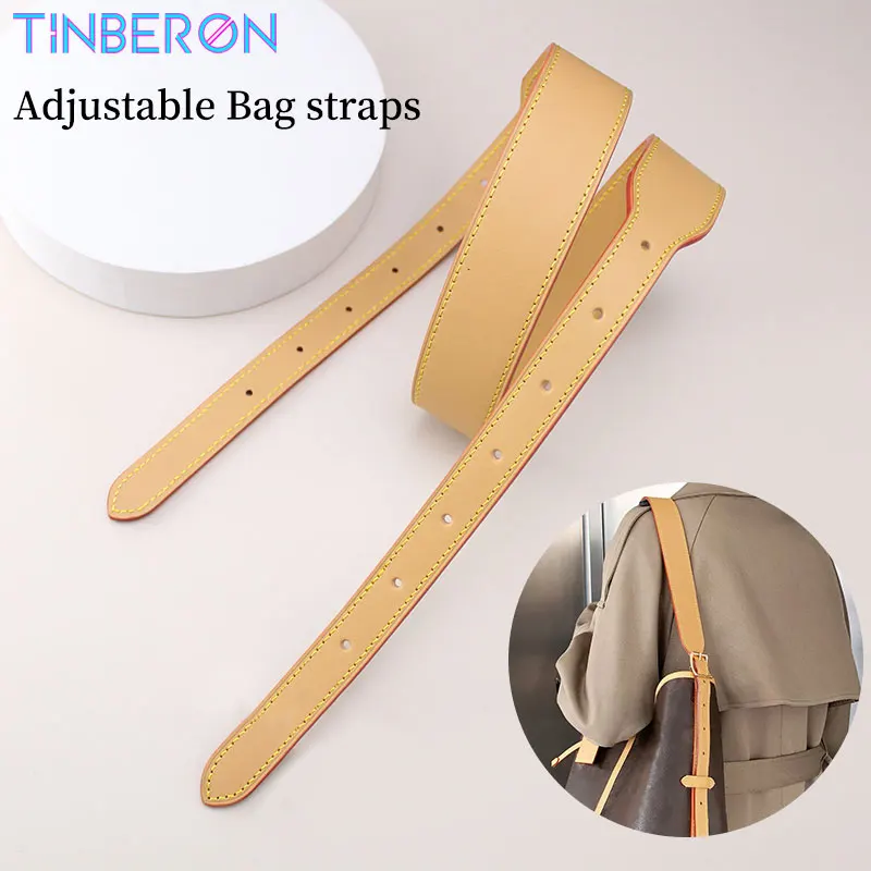 

TINBERON Beeswax Color Bag Strap Real Leather Handbag Handles Straps Adjustable Strap For Bag Luxury Underarm Shoulder Bag Strap