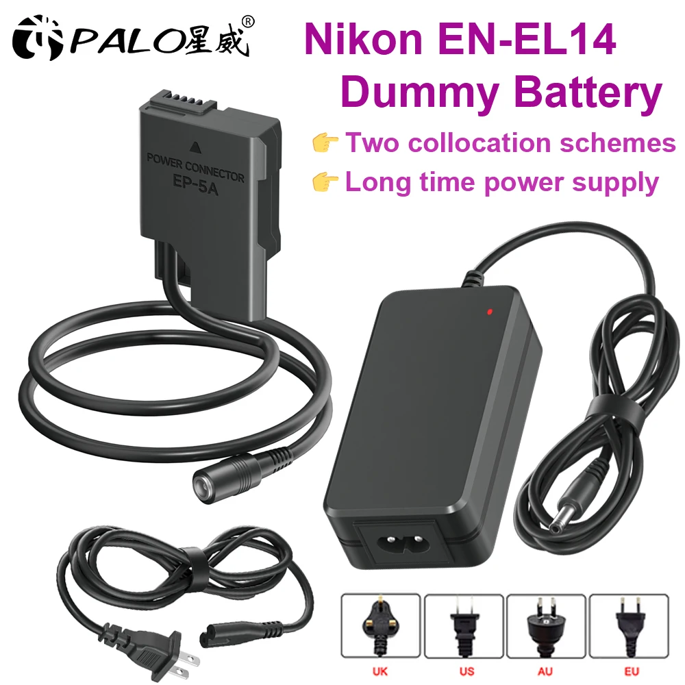 

EN-EL14 EL14A EP-5A Dummy Battery AC/DC power adapter For Nikon D3100 D3200 D3300 D3400 D3500 D5100 D5200 D5300 D5500 D5600
