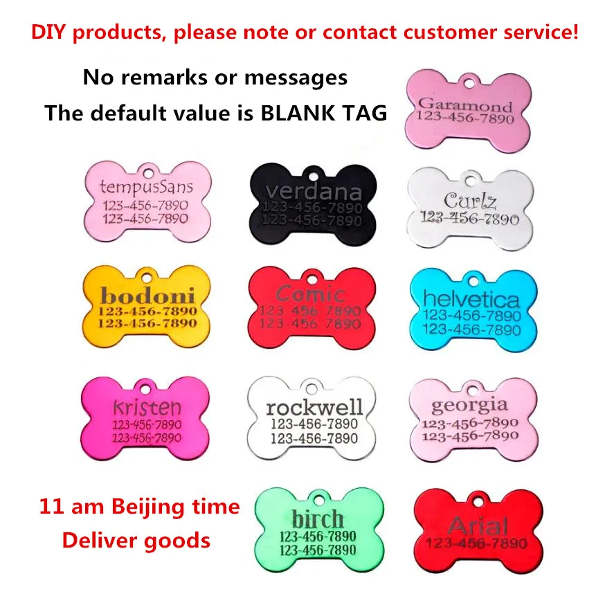 

2 PCS / LOT Personalized Small Dog Cat ID Tag Name Collar Tags For Kitten Puppy Pet Dog ID Tag Aluminium Pet Products Supplies