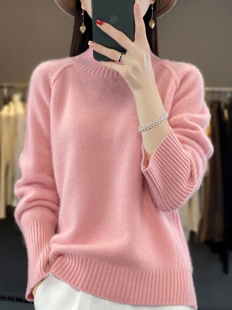 

Женский кашемировый свитер с ложным воротником, вязаный пуловер из 100% мериносовой шерсти с длинным рукавом, осенняя зимняя одежда, джемпер, магазин одежды