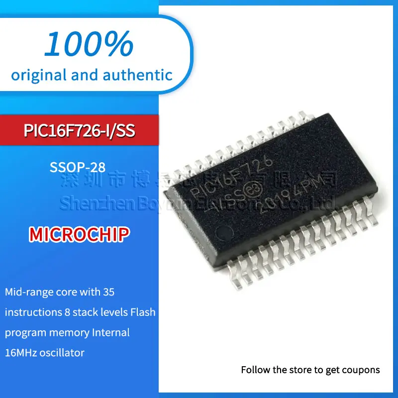 Original genuine PIC16F726-I/SS package SSOP-28 FLASH microcontroller IC chip based on XLP technology
Original genuine PIC16F726-I/SS package SSOP-28 FLASH microcontroller IC chip based on XLP technology