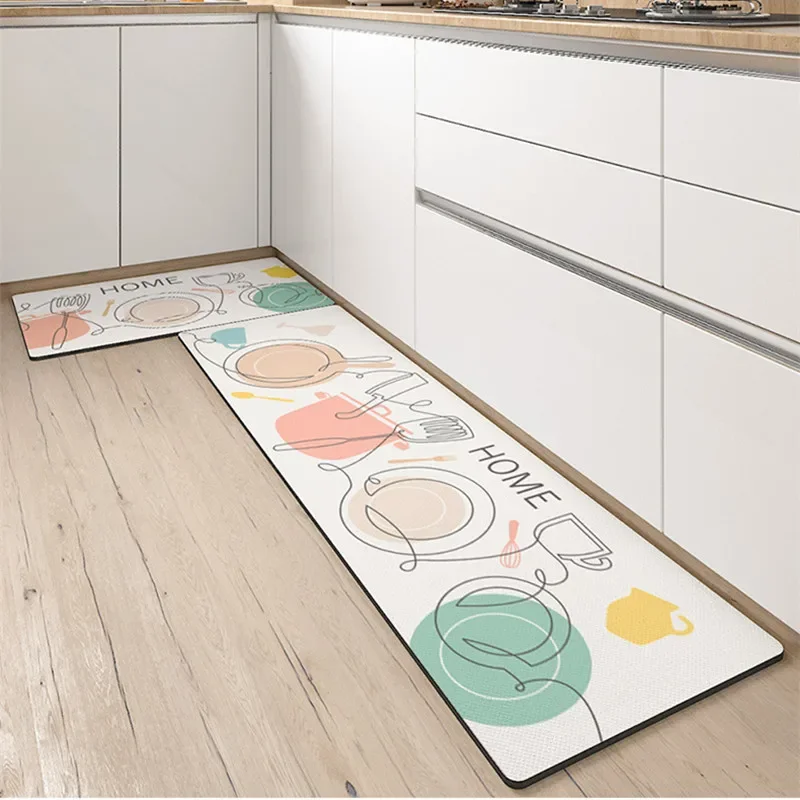 

Kitchen Mats Thickened Leather Anti-fatigue Foot Mat Waterproof and Oil-proof Kitchen Rugs Non-slip Kitchen Decorative Floor Mat