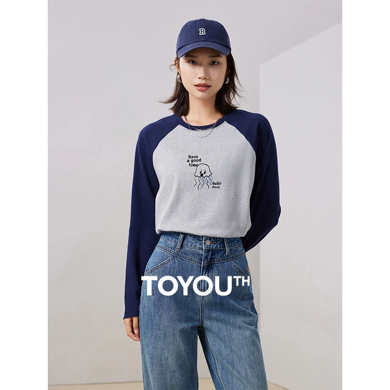 Toyouth Women Tees 2023 Autumn Contrast Raglan Sleeve Round Neck Loose T-shirt Jellyfish Printing Fashion Chic Basic Tops
Toyouth Women Tees 2023 Autumn Contrast Raglan Sleeve Round Neck Loose T-shirt Jellyfish Printing Fashion Chic Basic Tops