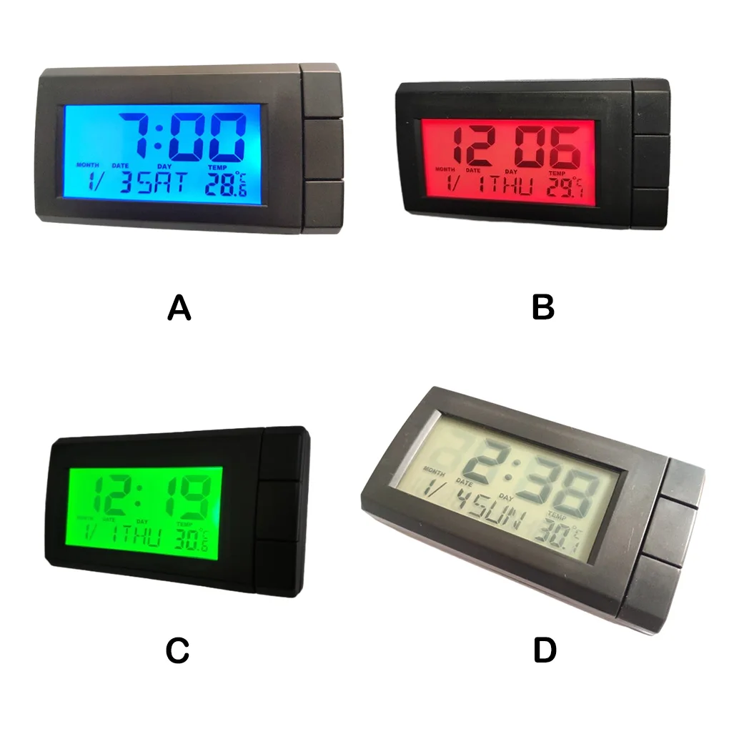 

ABS Car Digital Clock Date Display Home Office Clocks Alarms Green