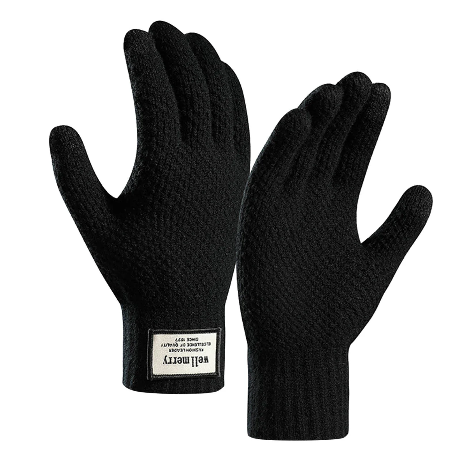 

Winter Men Knitted Gloves Touch Screen High Quality Male Mitten Thicken Warm Wool Cashmere Solid Color Men Business Gloves