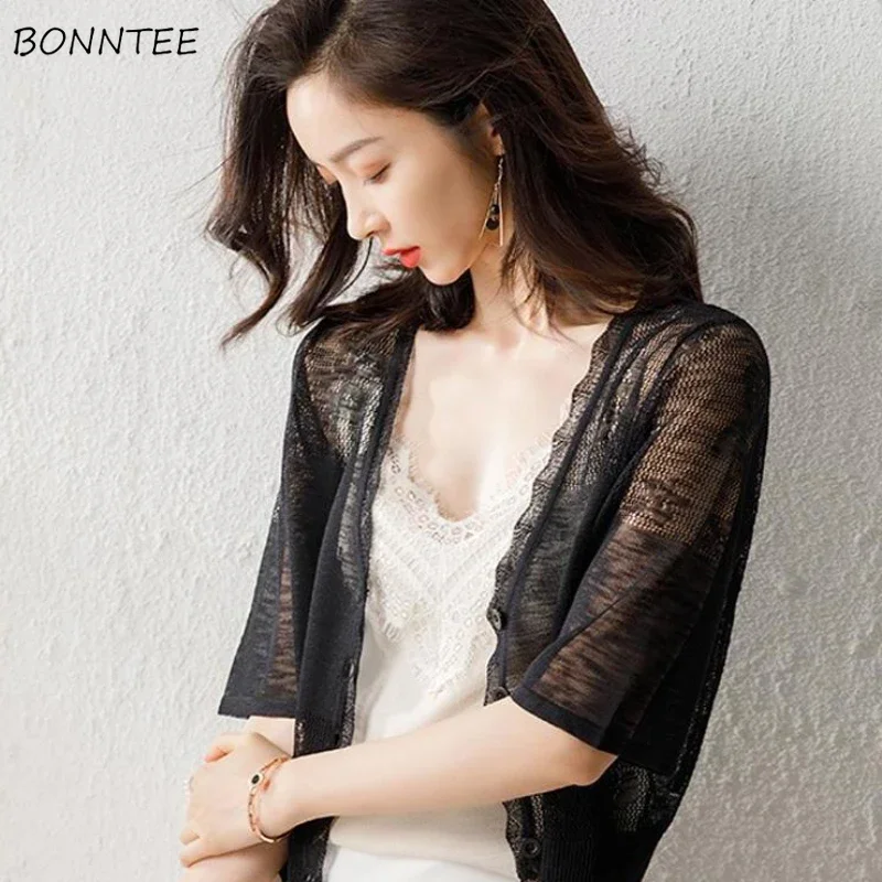 Cardigan Women 6 Colors Solid Stylish Sheer Elegant V-neck Female Leisure Simple Ins Spring Summer Mujer Popular All-match Daily
Cardigan Women 6 Colors Solid Stylish Sheer Elegant V-neck Female Leisure Simple Ins Spring Summer Mujer Popular All-match Daily