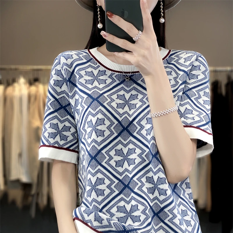 Spring And Summer New Women's Short Sleeve Round Neck Color Matching 100% Cotton Fashion Loose T-Shirt Casual Knit Top
Spring And Summer New Women's Short Sleeve Round Neck Color Matching 100% Cotton Fashion Loose T-Shirt Casual Knit Top
