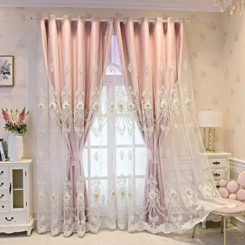 

4353-STB- in Tulle bianco per soggiorno decorazione di lusso tende floreali per la camera da letto cucina Voile bianco