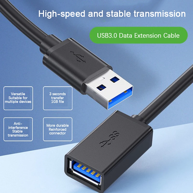 

Удлинительный кабель USB 3 0, шнур для передачи данных для ноутбука, ТВ, USB 3,0, штекер-гнездо, Удлинительный кабель для принтера компьютерной камеры, соединитель
