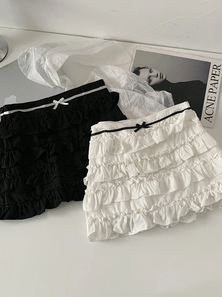 

Женская шифоновая трапециевидная юбка, сетчатая мини-юбка с заниженной талией, однотонная туника в стиле пэчворк, Элегантная Модная уличная одежда Gyaru, сексуальная Ins