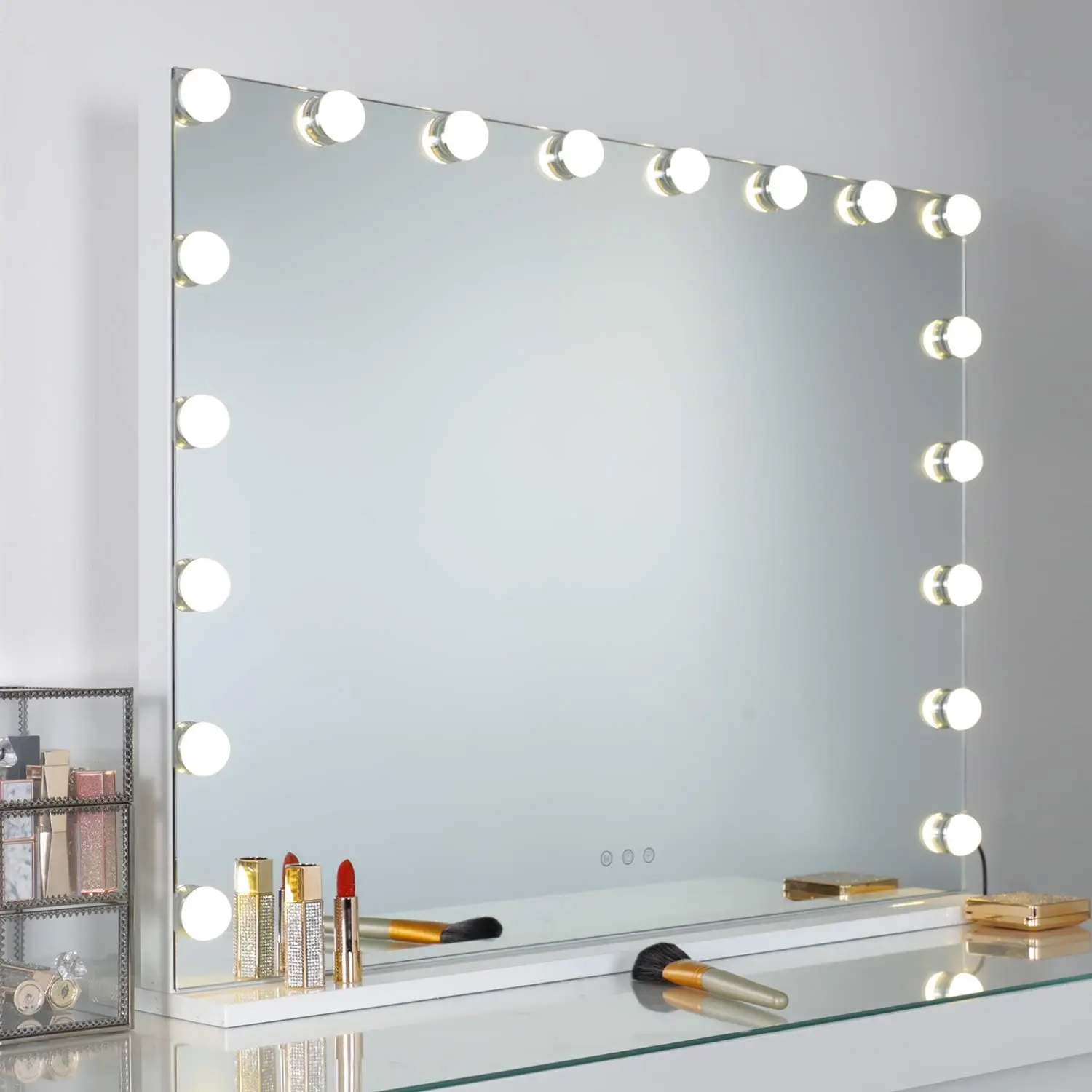 Mirror with Lights Large Makeup Mirror with 18 LED Bulbs, Tabletop or Mounted Comestic Mirror with Touch Sensor and USB Chargi
Mirror with Lights Large Makeup Mirror with 18 LED Bulbs, Tabletop or Mounted Comestic Mirror with Touch Sensor and USB Chargi