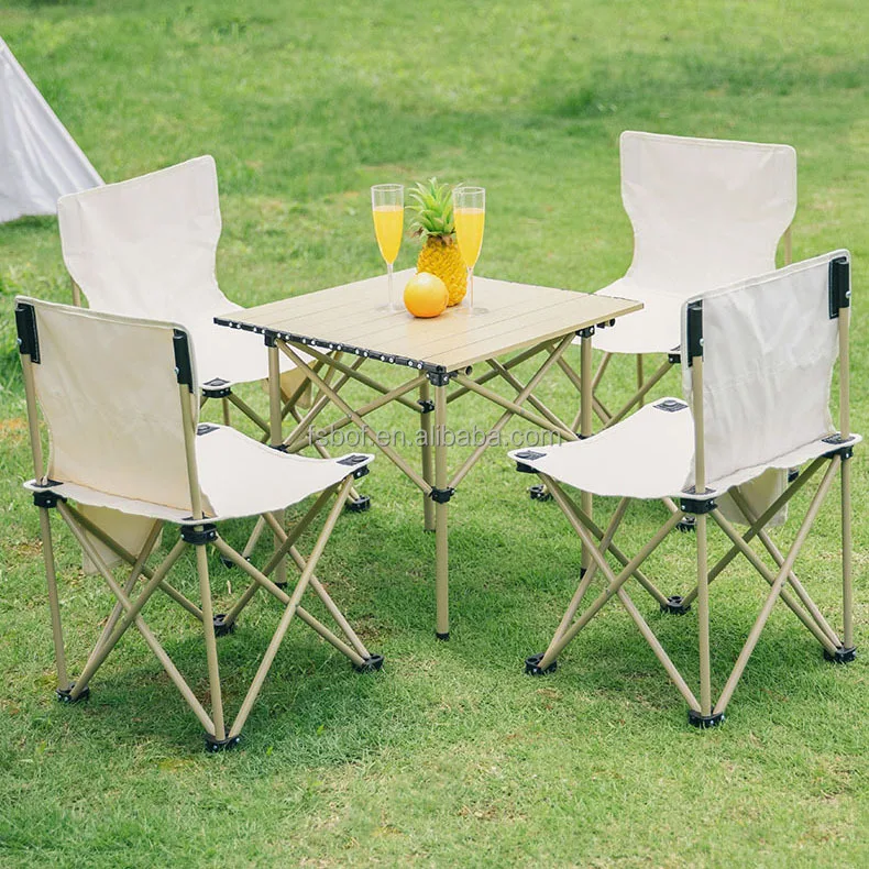 

Outdoor folding tables and chairs portable table aluminum alloy egg roll table picnic camping barbecue equipment supplies set