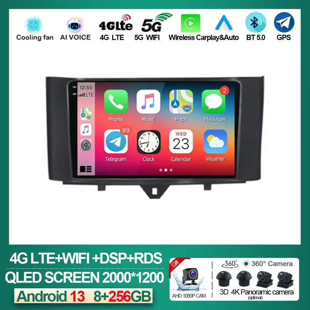 Android 13 автомобильный стерео Raido для Mercedes Benz Smart Fortwo 451 2010 - 2015 DSP мультимедийный видеоплеер CarPlay Авторадио GPS 4G
Android 13 автомобильный стерео Raido для Mercedes Benz Smart Fortwo 451 2010 - 2015 DSP мультимедийный видеоплеер CarPlay Авторадио GPS 4G