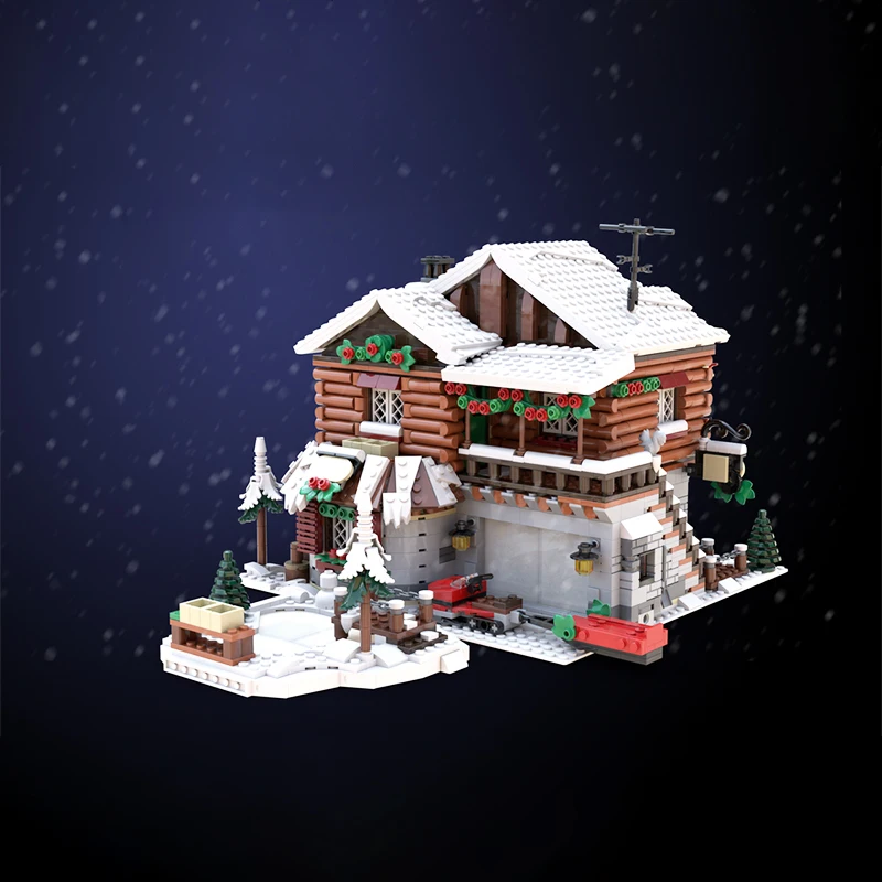 

MOC Architectural Series Complete 10325 Snow Mountain Lodge DIY Model Bricks Building Block High Difficulty Collection Xmas Toys