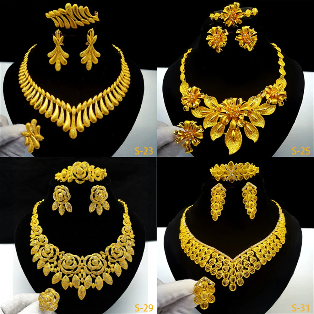 

NCEE Indian 24K Gold Plated Necklace Set For Women Party Bridal Wedding Ethiopian Luxury Dubai Jewelry Wholesale New Gifts