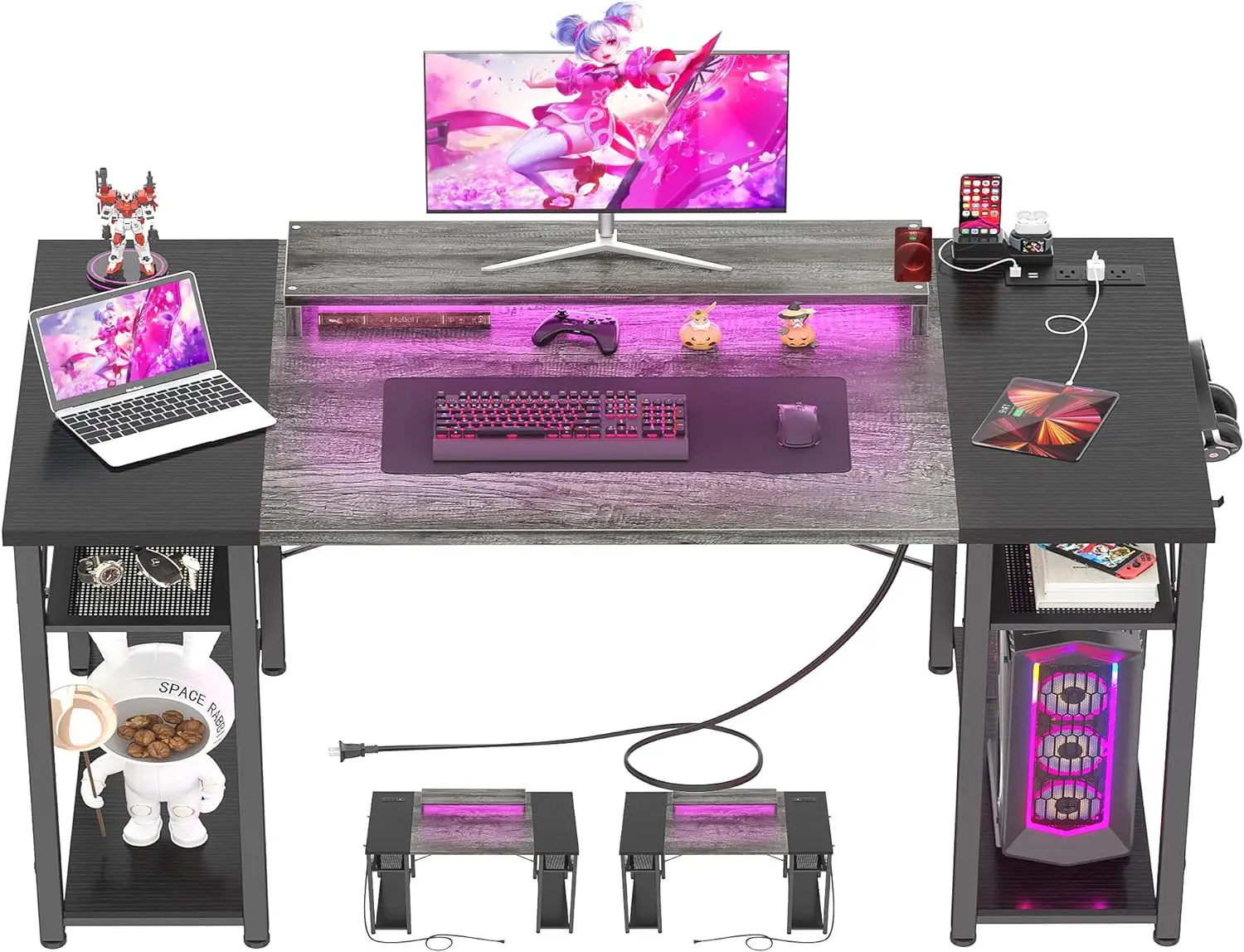 Computer Desk with LED Lights, 48 Inch Reversible Large Desk with Power Outlet and USB, 48'' Gaming PC Table
Computer Desk with LED Lights, 48 Inch Reversible Large Desk with Power Outlet and USB, 48'' Gaming PC Table