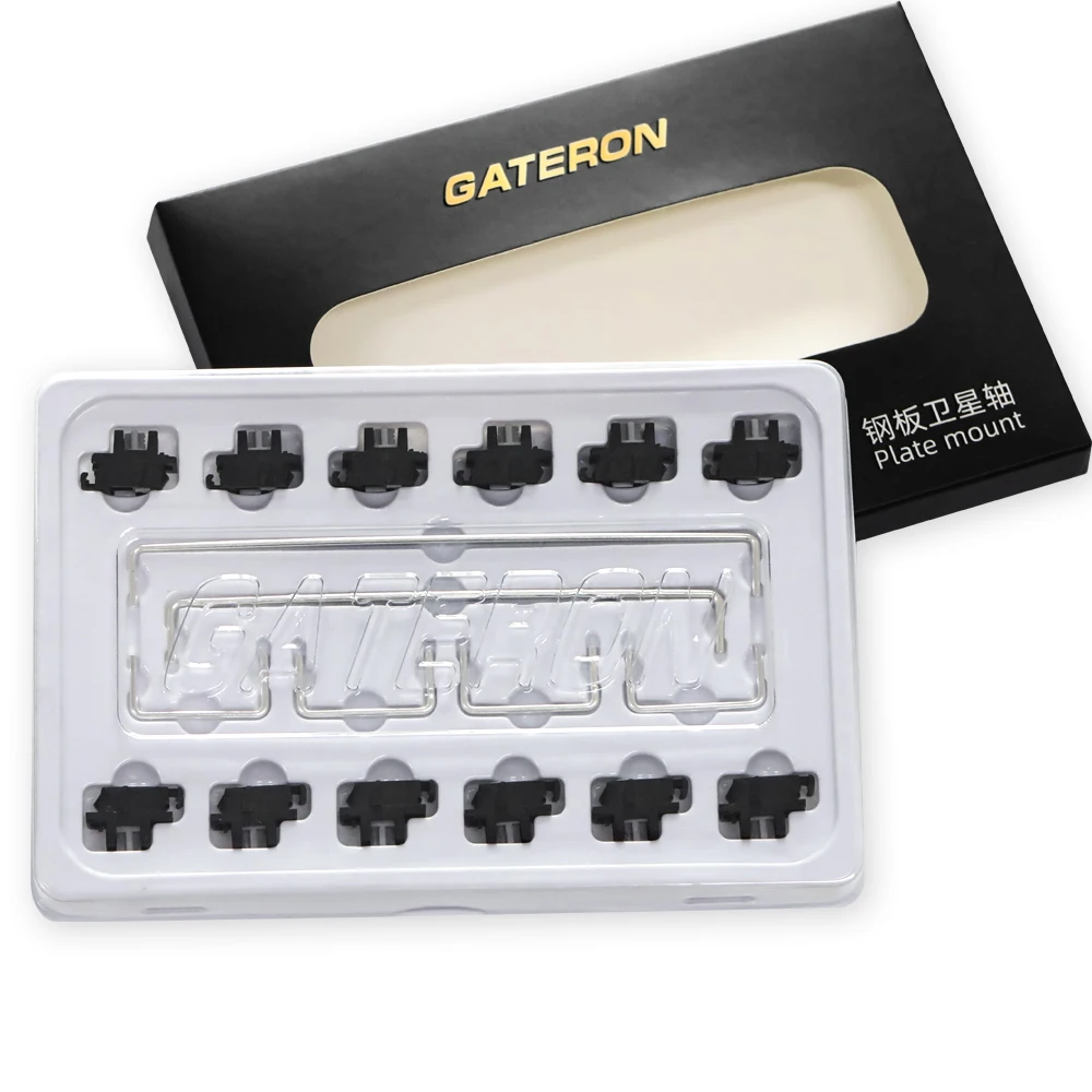 

Gateron Black Plate Mount Stabilizer Satellite Axis 2u 6.25u 7u Silver Plated Steel Wire For MX Keyboards Plates