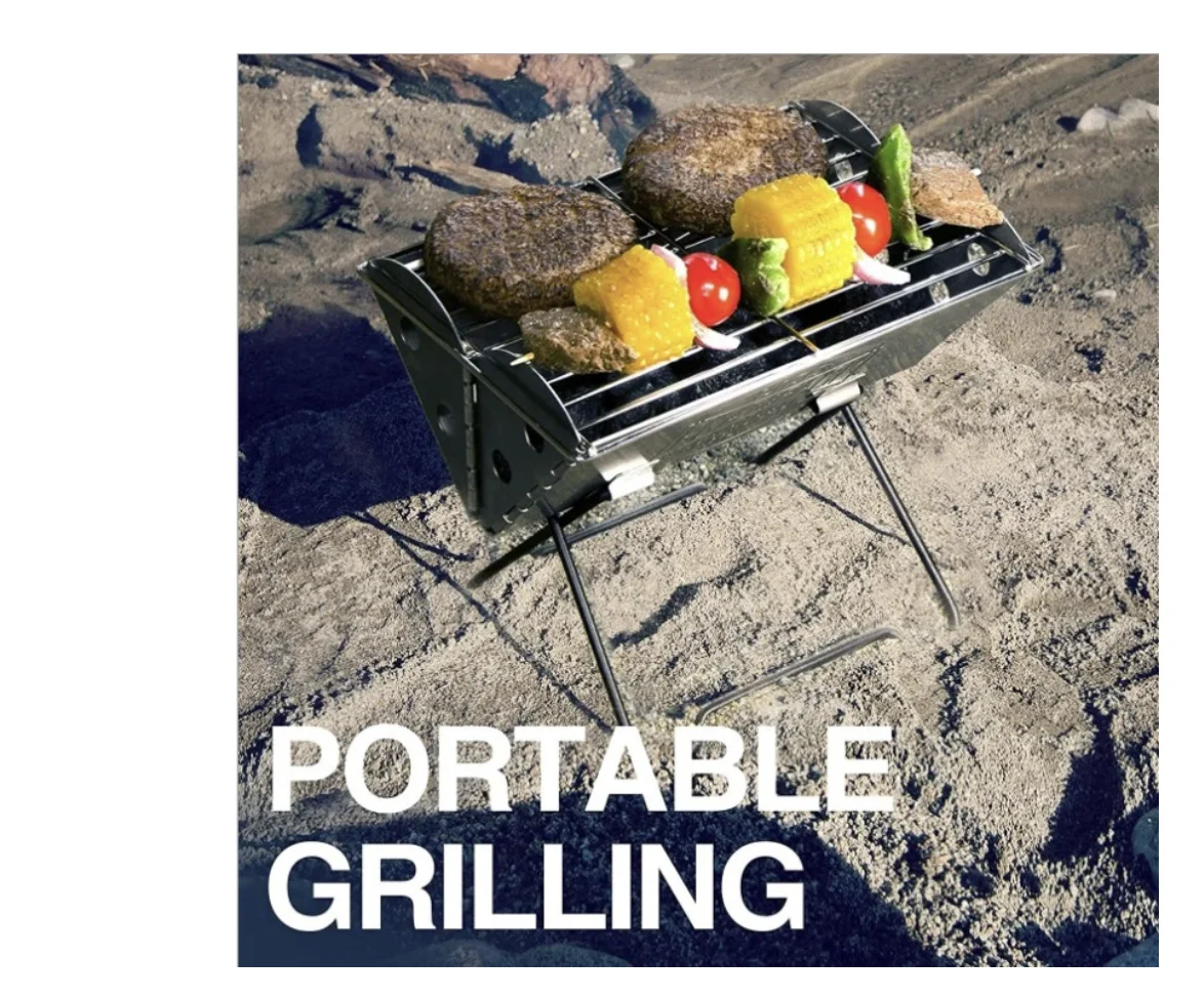 

Stable Outdoor Camping Flat Backpack Portable Stainless Steel Bbq Grill and Fire Pit