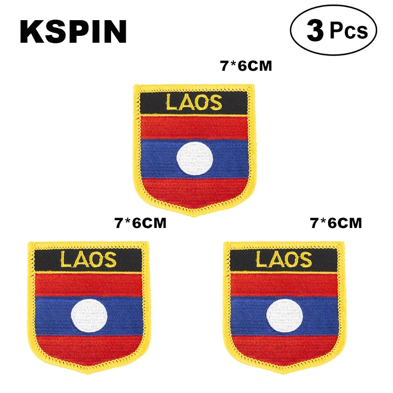 

Laos Shiled Shape flag patches national flag patches for Cothing DIY Decoration