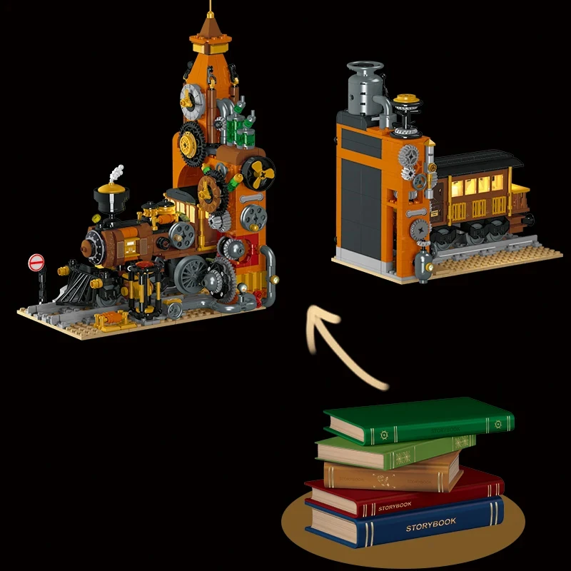 1252PCS 2024 New Steampunk Train Bookend Model With Light Educational Building Blocks Brick Childrens MOC Toys Birthday Gifts 1252PCS 2024 New Steampunk Train Bookend Model With Light Educational Building Blocks Brick Childrens MOC Toys Birthday Gifts